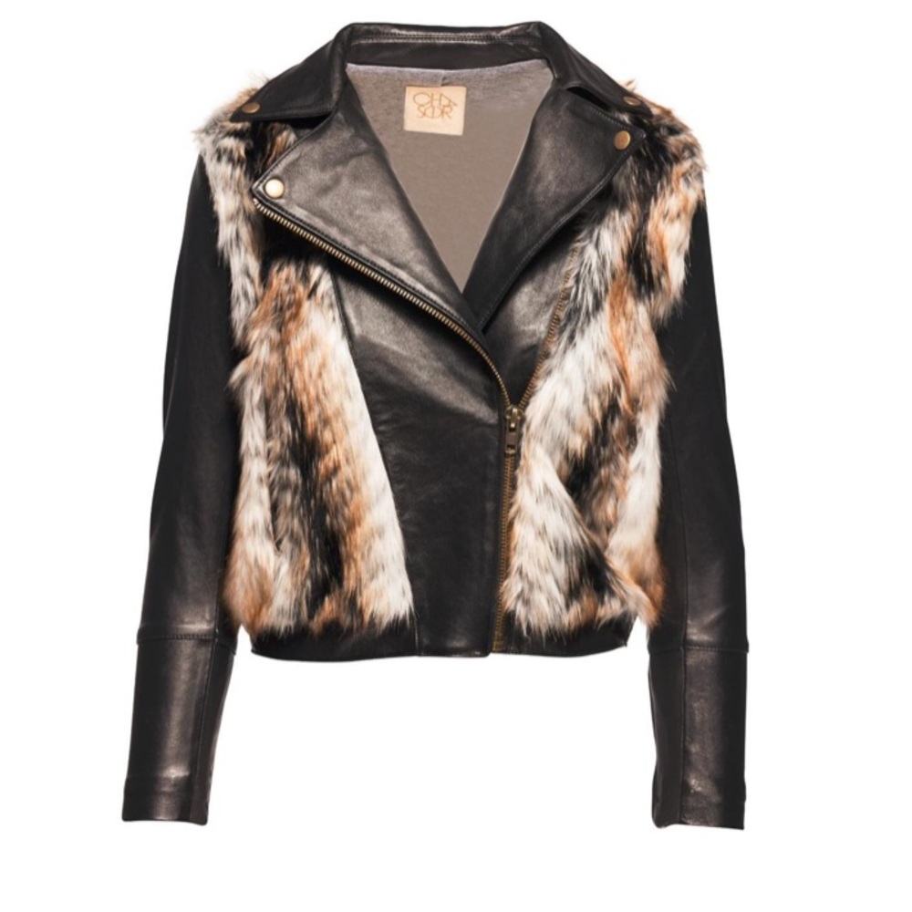 Chaser leather shearling Moto jacket size xs